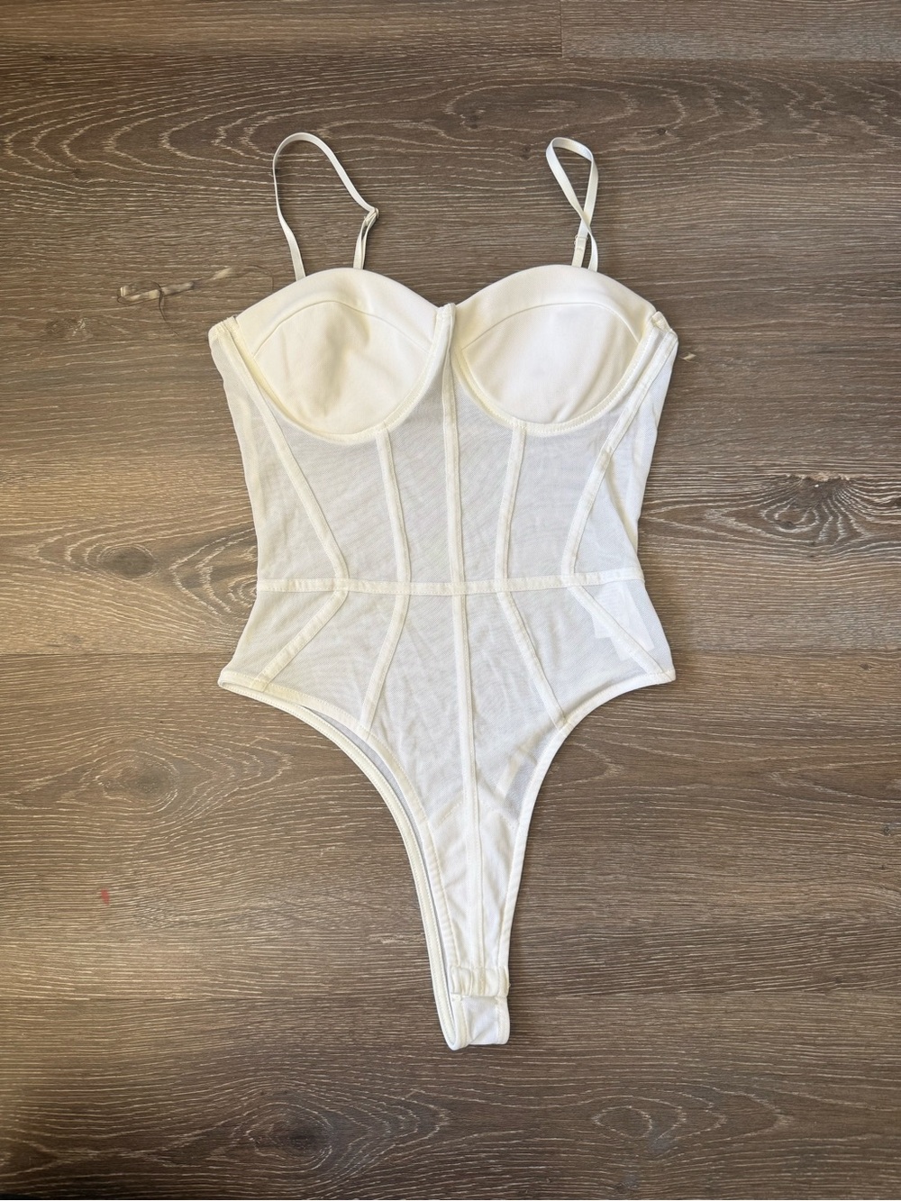 Sheer White Underwire Mesh Bodysuit - Women Intimates
